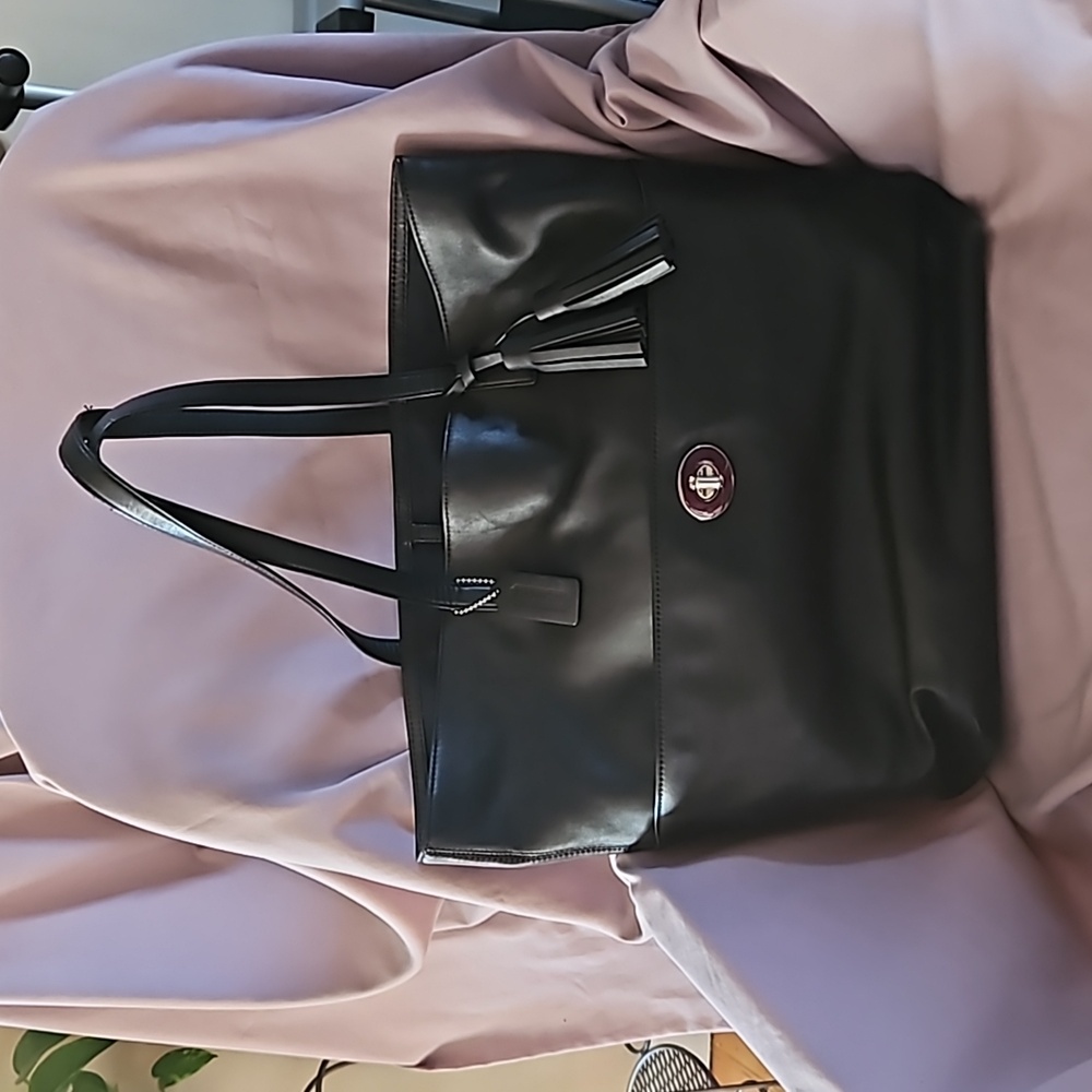 Coach Legacy Black Leather Double Handle Tote Bag